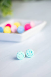 Mini Smiley Face Studs: Mint