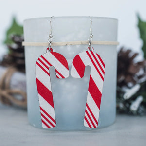 Candy Cane Wood Dangles