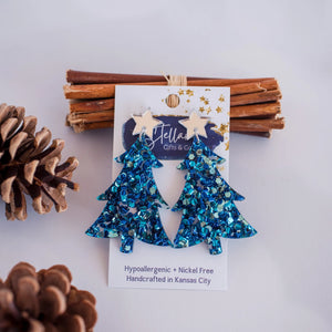 Blue Glitter Christmas Trees