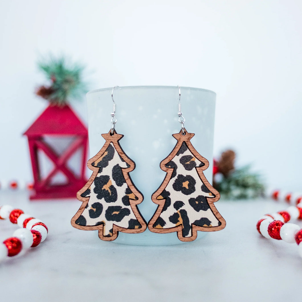 Leopard Christmas Tree Inset Dangles