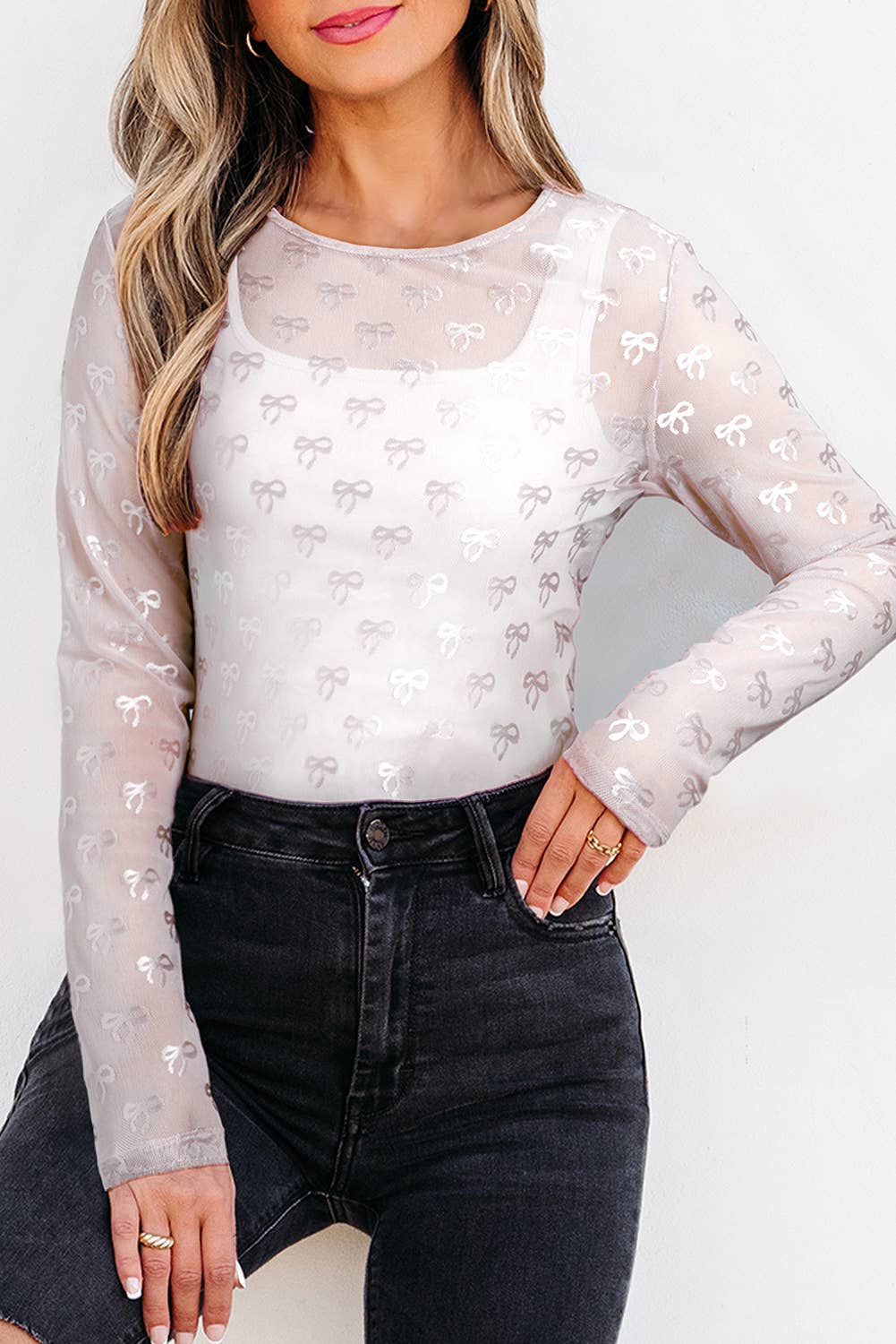 Bow Bliss Sheer Mesh Top