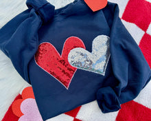 Load image into Gallery viewer, Overlapping Double Hearts Crewneck Pullover
