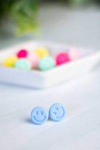 Mini Smiley Face Studs: Mint