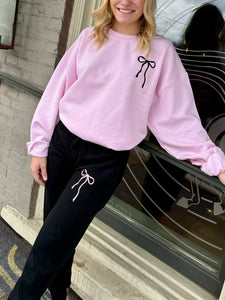 Embroidered Bow Sweatpants