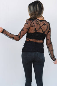 Sheer Elegance Bow Mesh Top