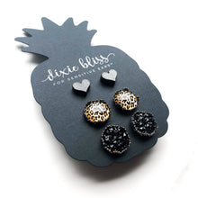 Load image into Gallery viewer, Black Leopard Trio Earrings
