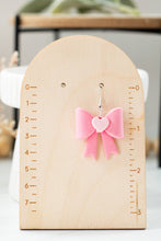 Load image into Gallery viewer, Middle Heart Pink Bow Dangles
