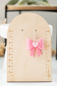 Middle Heart Pink Bow Dangles