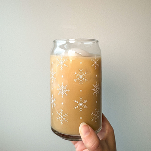 16 oz Snowflake Glass Cup