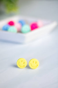 Mini Smiley Face Studs: Mint